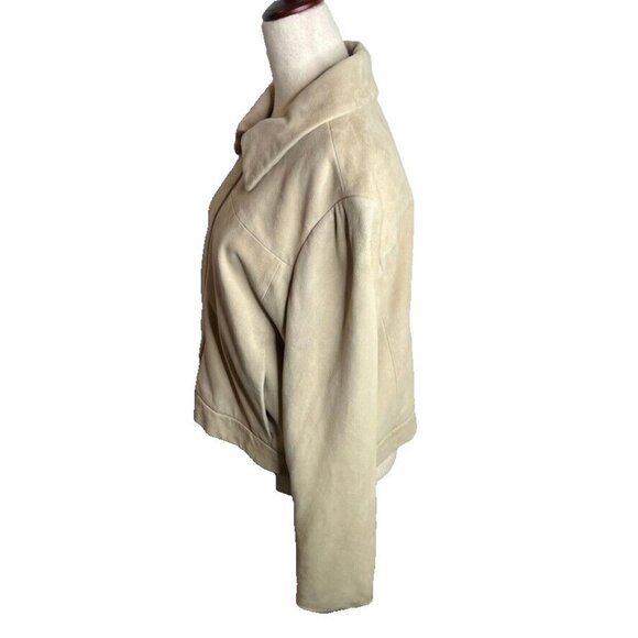 Madewell $498 Shrunken Zip-Front Jacket in Suede Light Sand Size 6 NO887 - Picture 4 of 11